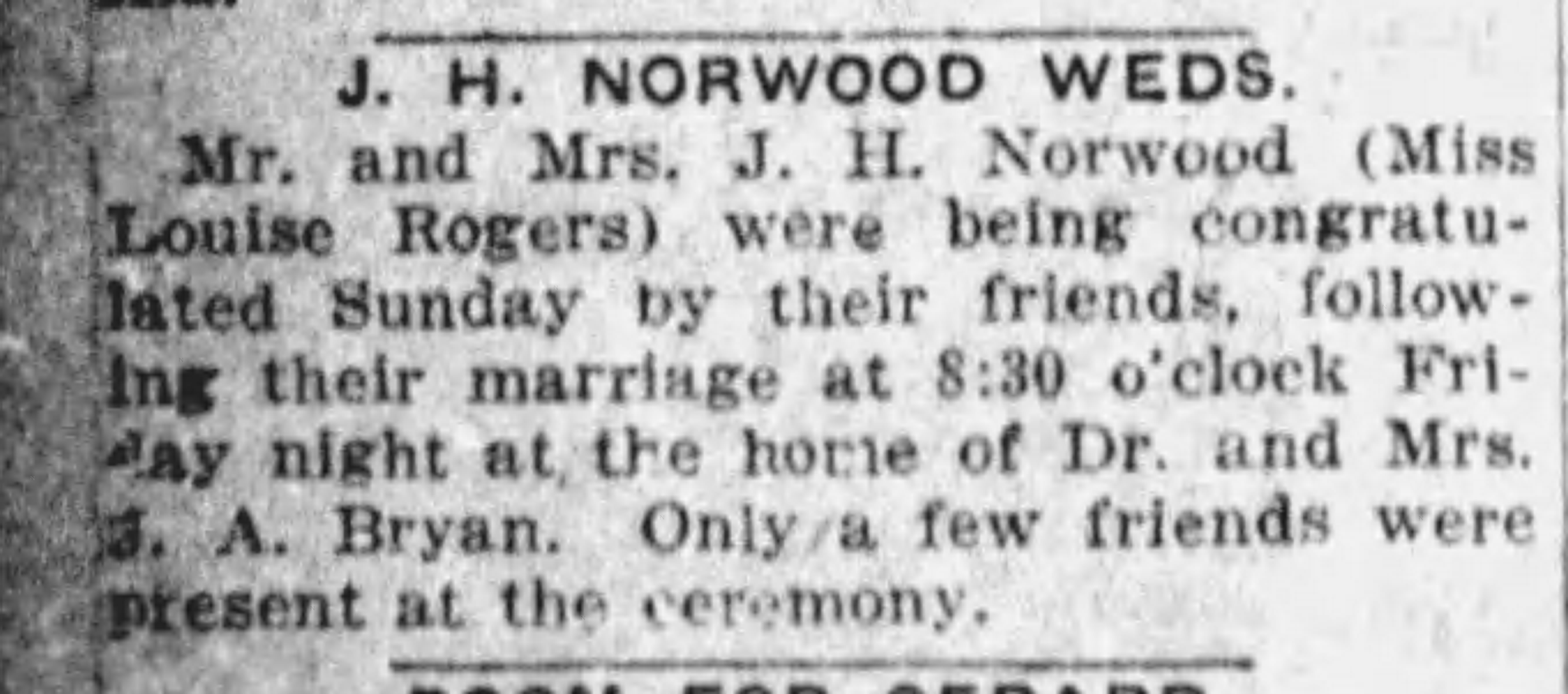 J.H. Norwood Weds
